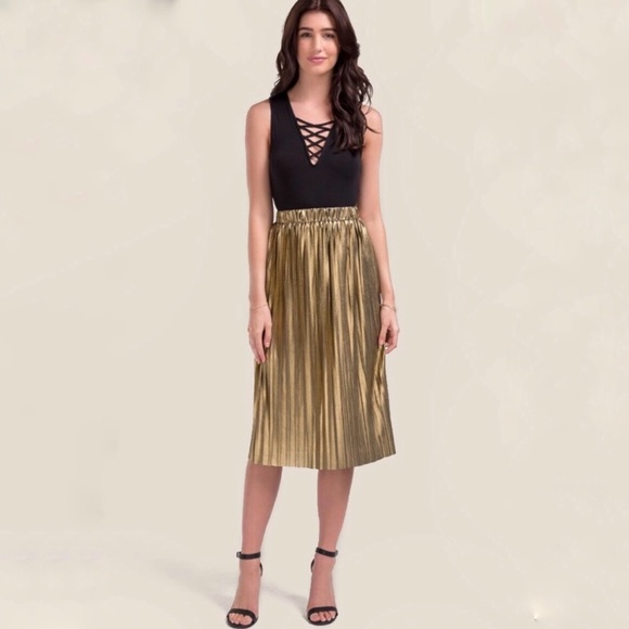 Francesca's Collections Dresses & Skirts - Francesca’s Collections l Gold Anissa Midi Skirt